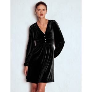 Boden Women’s Jocelyn Short Velvet Dress Black Size 8/10 See Measurements